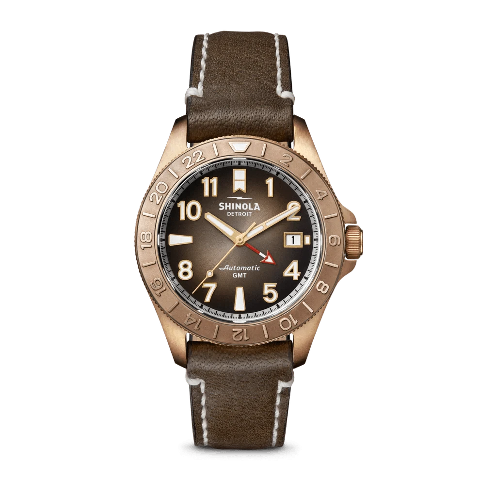 Shinola Watches Bronze Monster GMT Automatic Watch - Dark Brown Degrade 40mm
