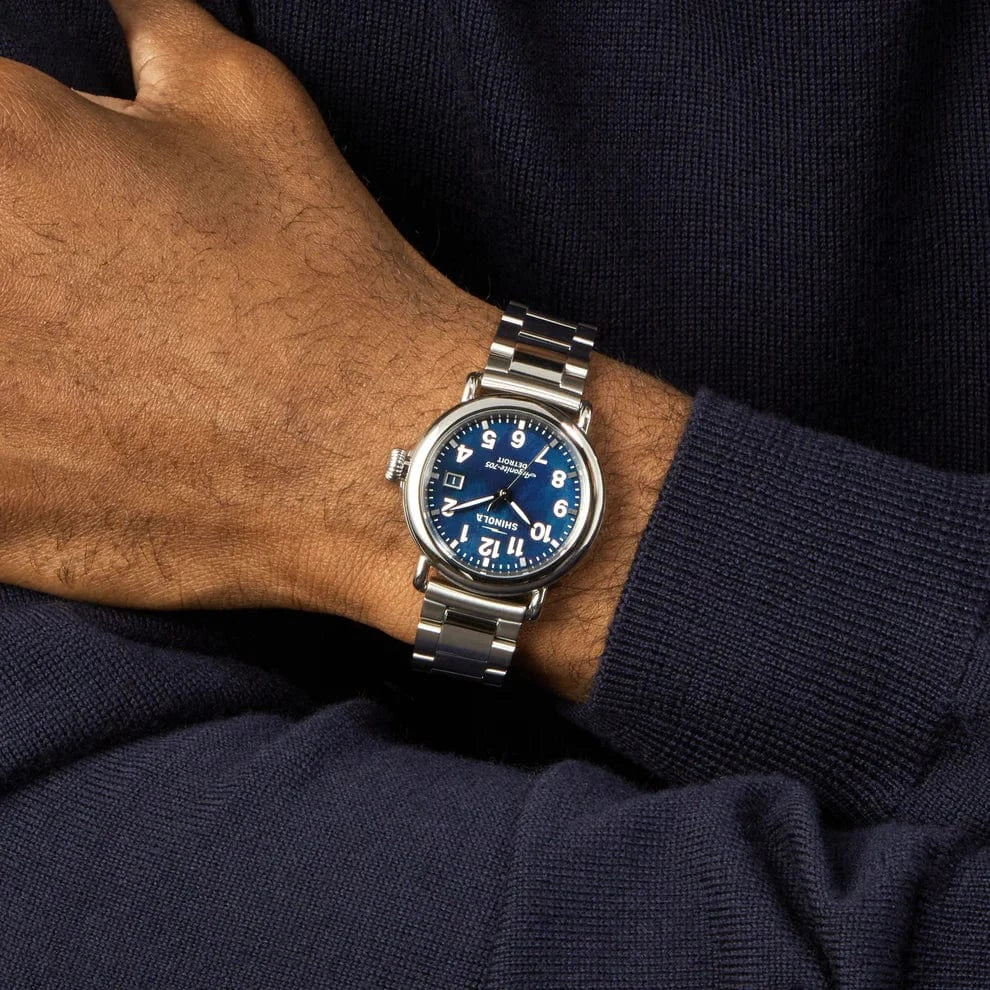 Shinola Watches MOTHER OF PEARL SILVER Runwell 3HD - Cadet Blue - 36mm