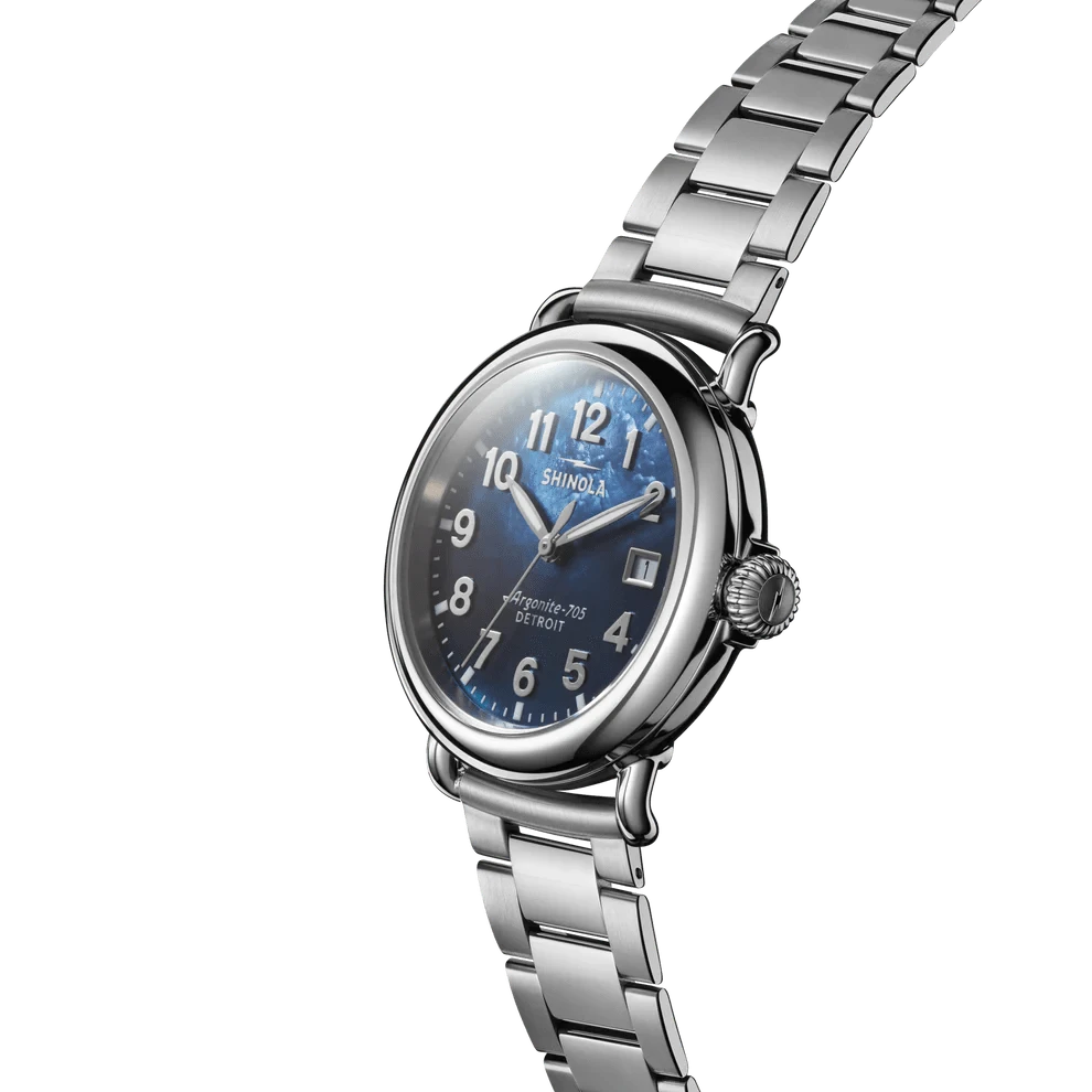 Shinola Watches MOTHER OF PEARL SILVER Runwell 3HD - Cadet Blue - 36mm