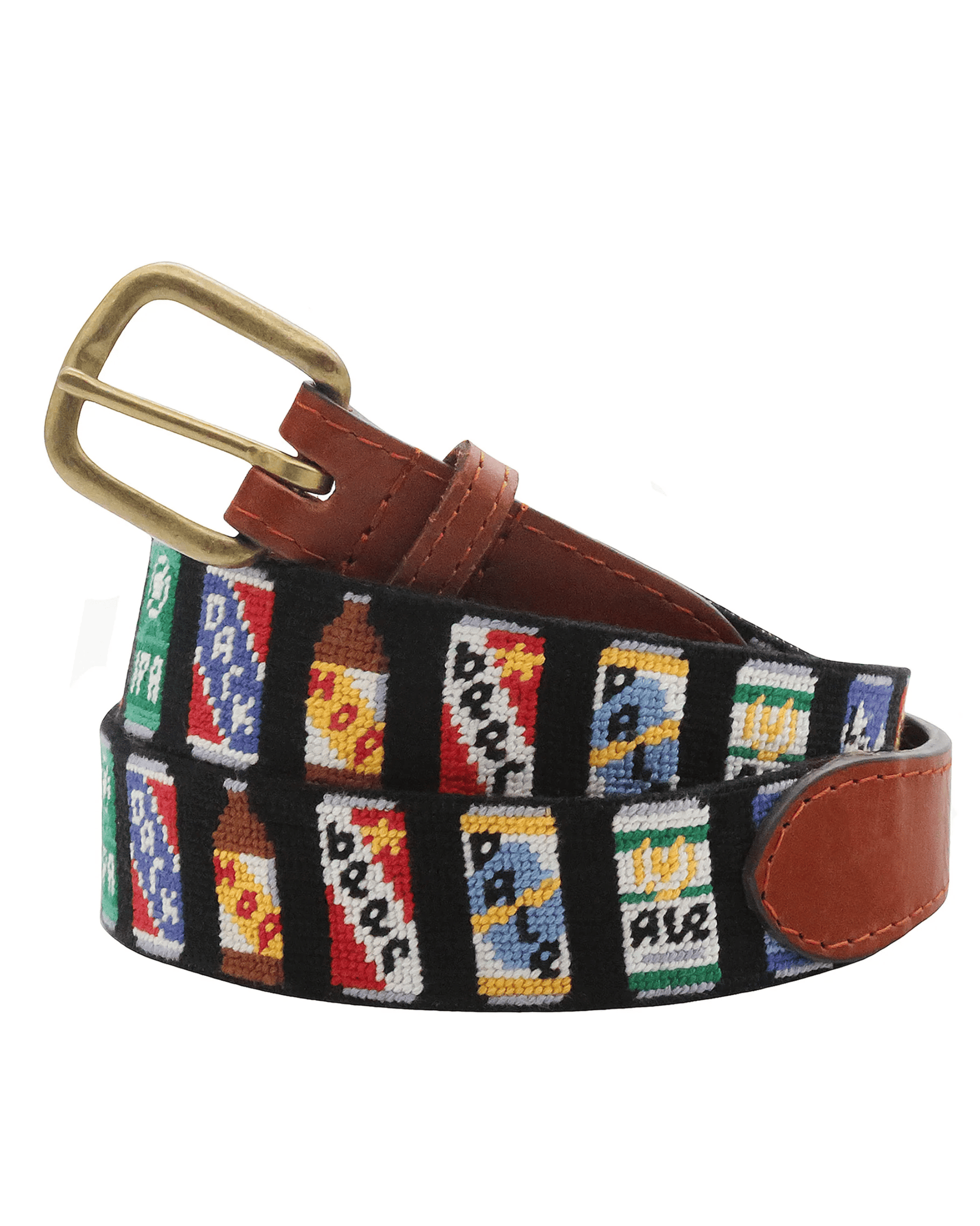 Smathers & Branson Belt Beer Cans Needlepoint Belt