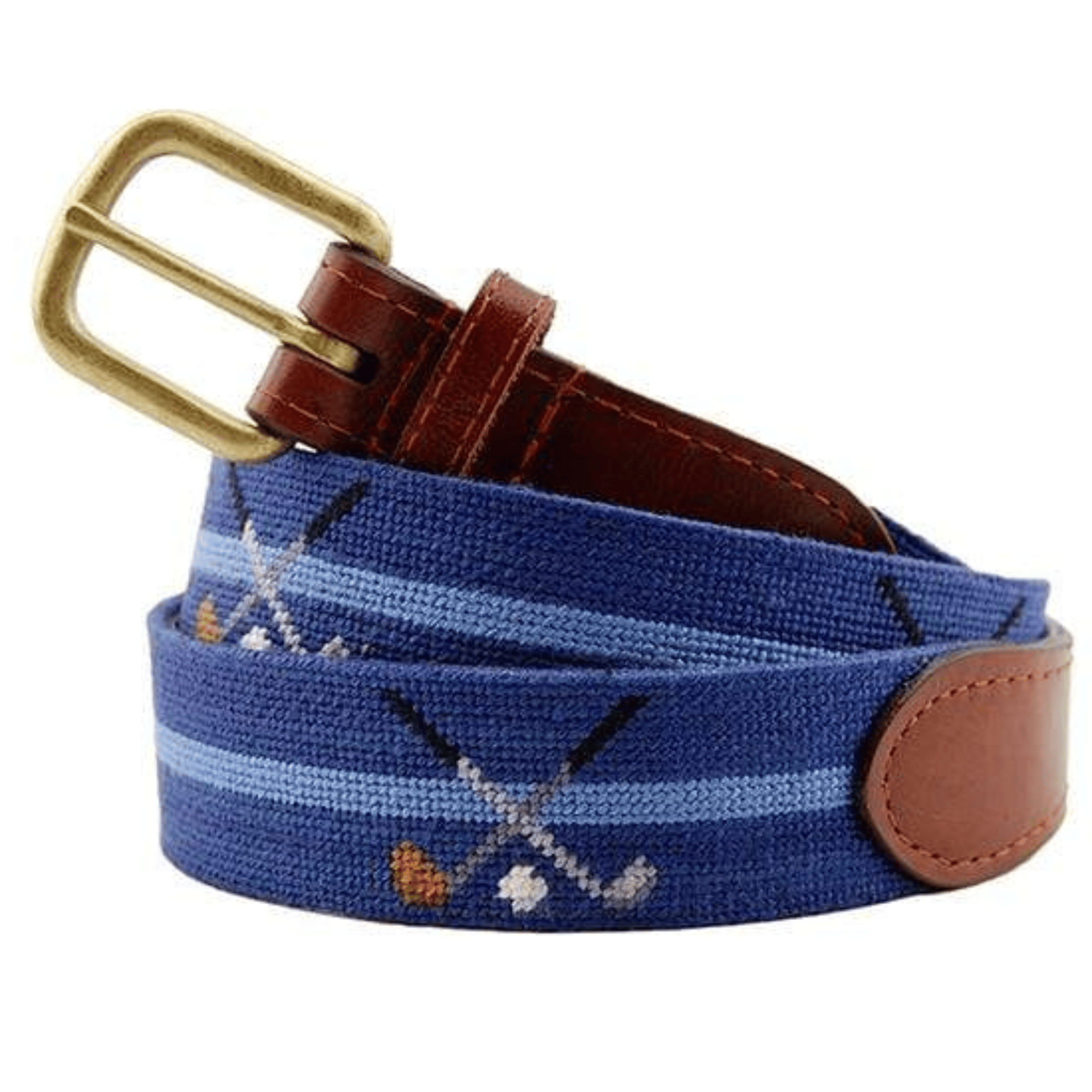 Smathers & Branson Belt Crossed Clubs Needlepoint Belt