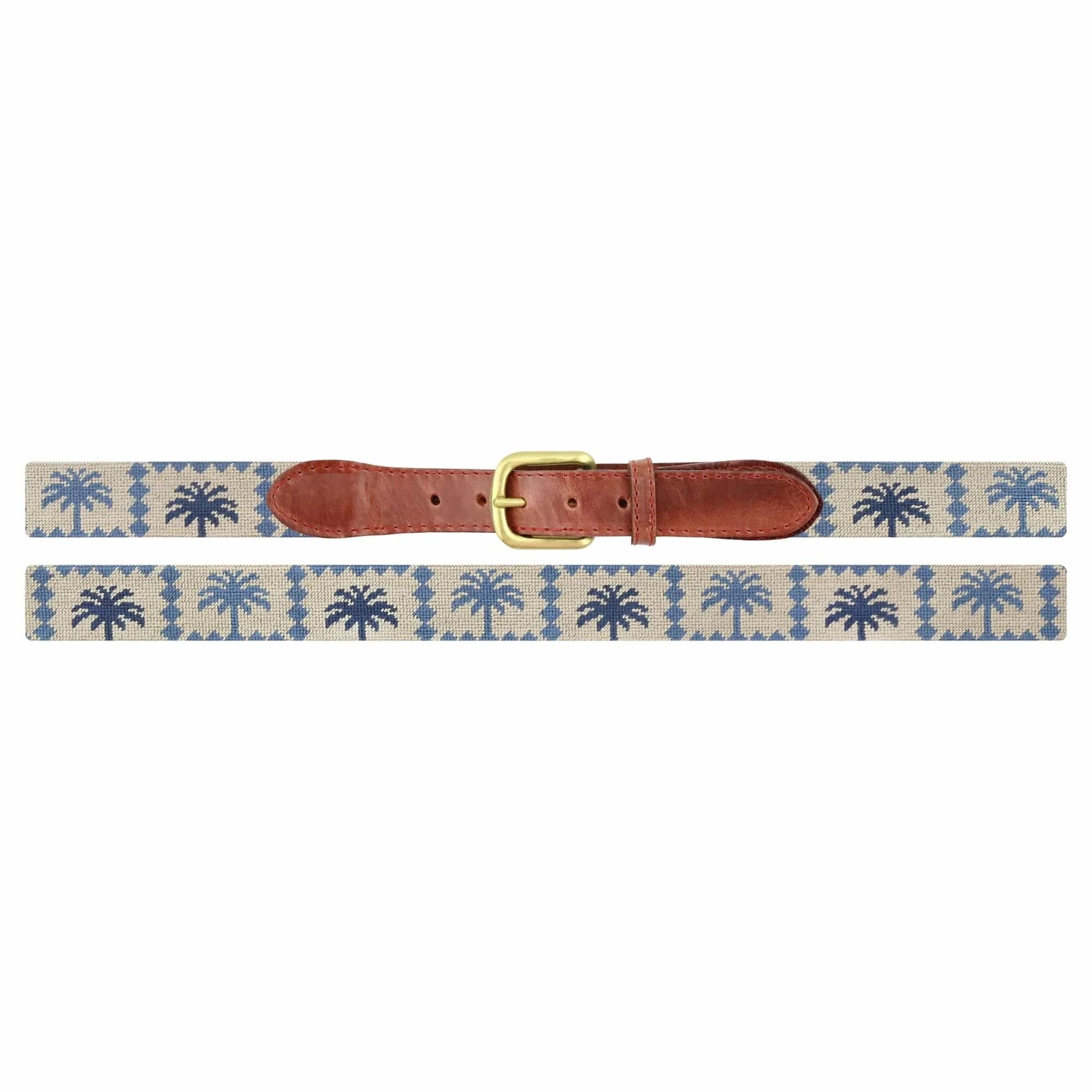 Smathers & Branson Belt Palms Belt (Light Khaki-Steel Blue)