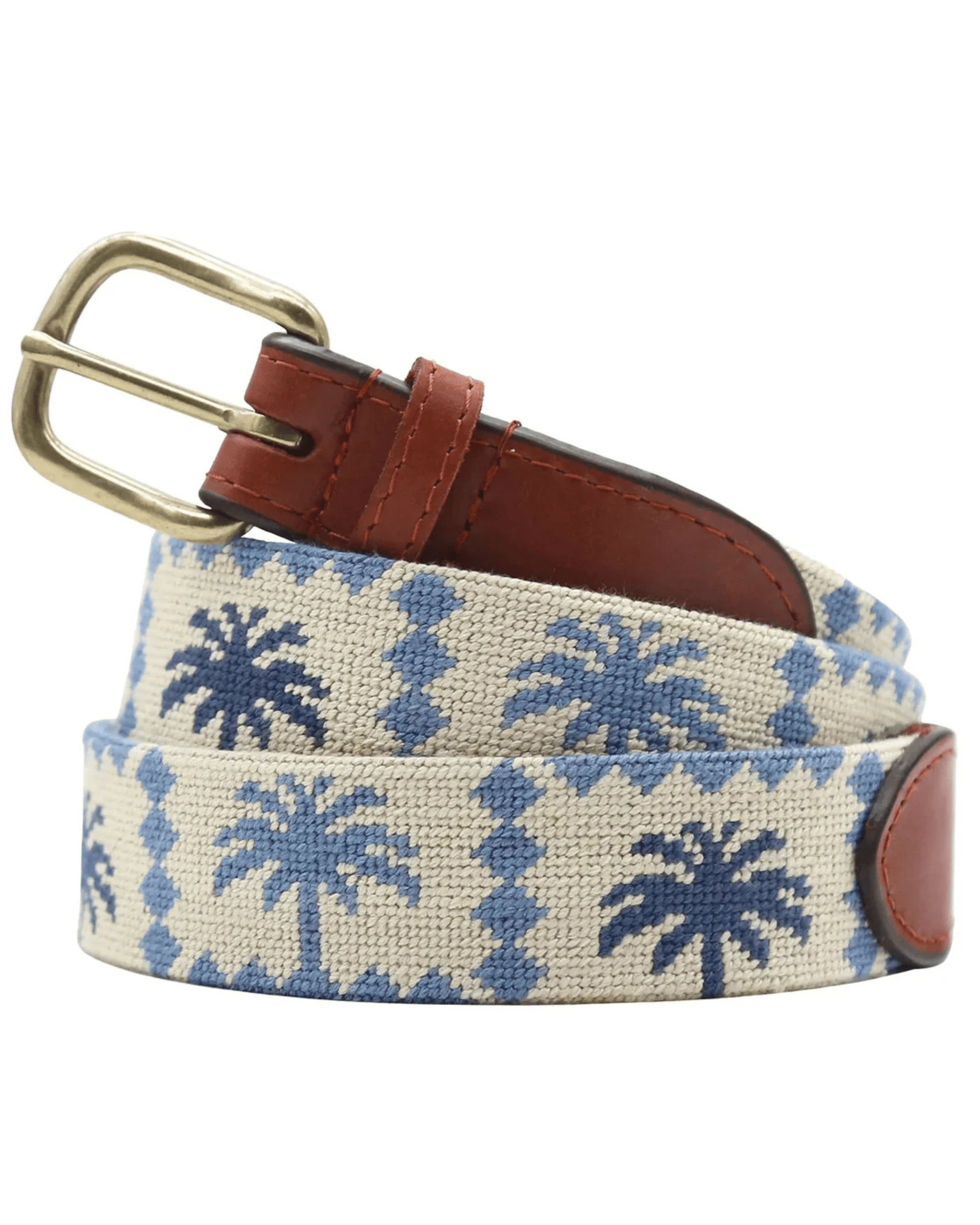 Smathers & Branson Belt Palms Belt (Light Khaki-Steel Blue)