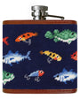 Smathers & Branson Drinkwear DARK NAVY Fish and Tackle Pattern Flask
