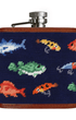 Smathers & Branson Drinkwear DARK NAVY Fish and Tackle Pattern Flask