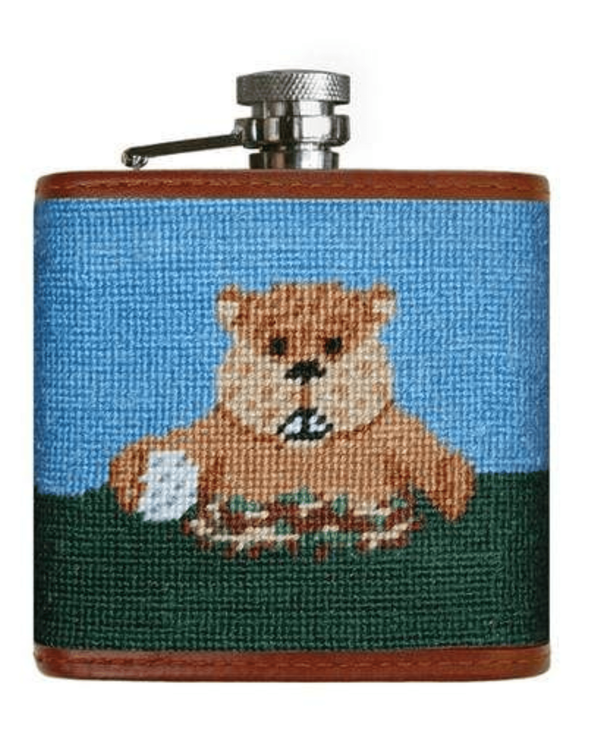 Smathers & Branson Drinkwear Gopher Golf Needlepoint Flask