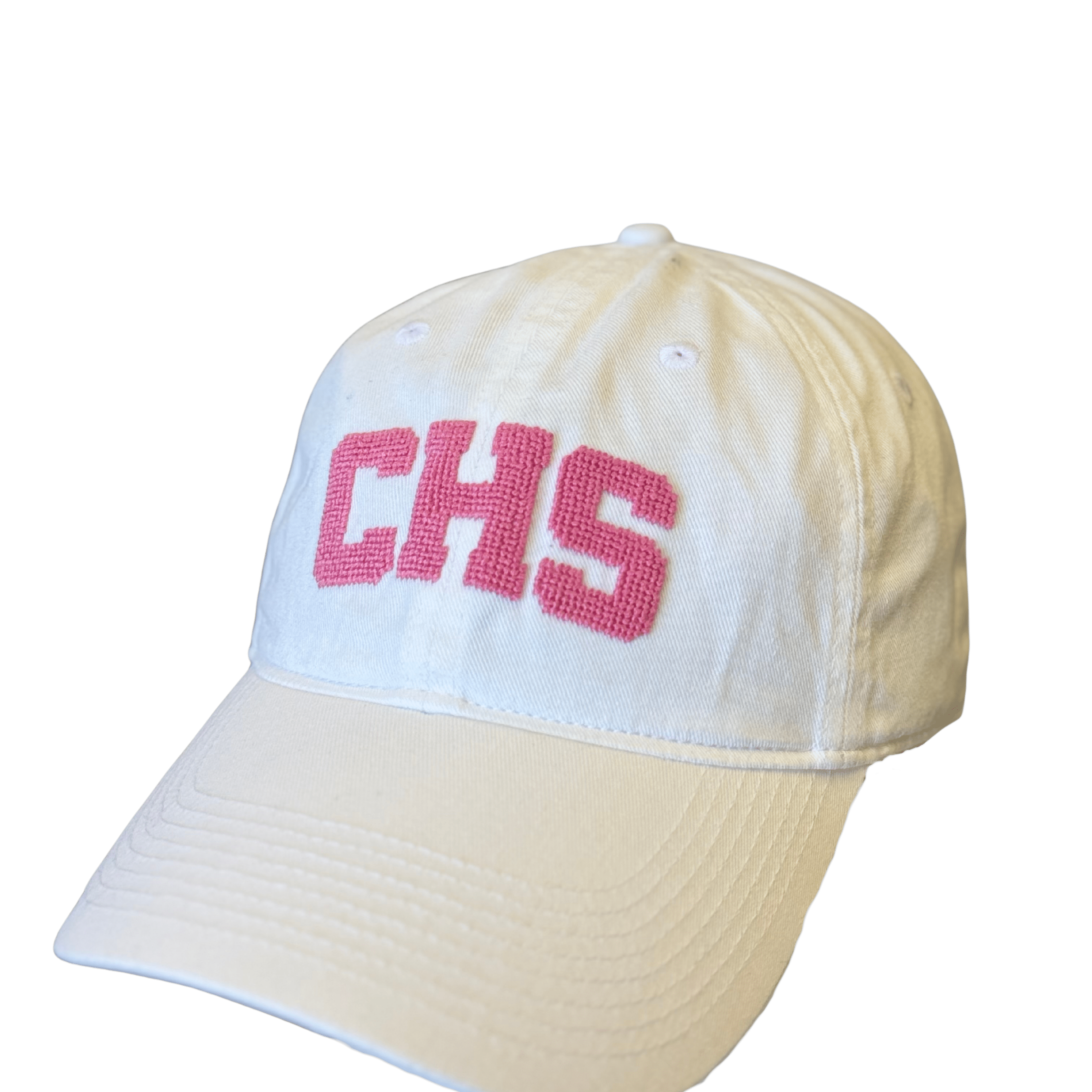 Smathers & Branson Hats "CHS" Needlepoint Hat (White w/ Pink)