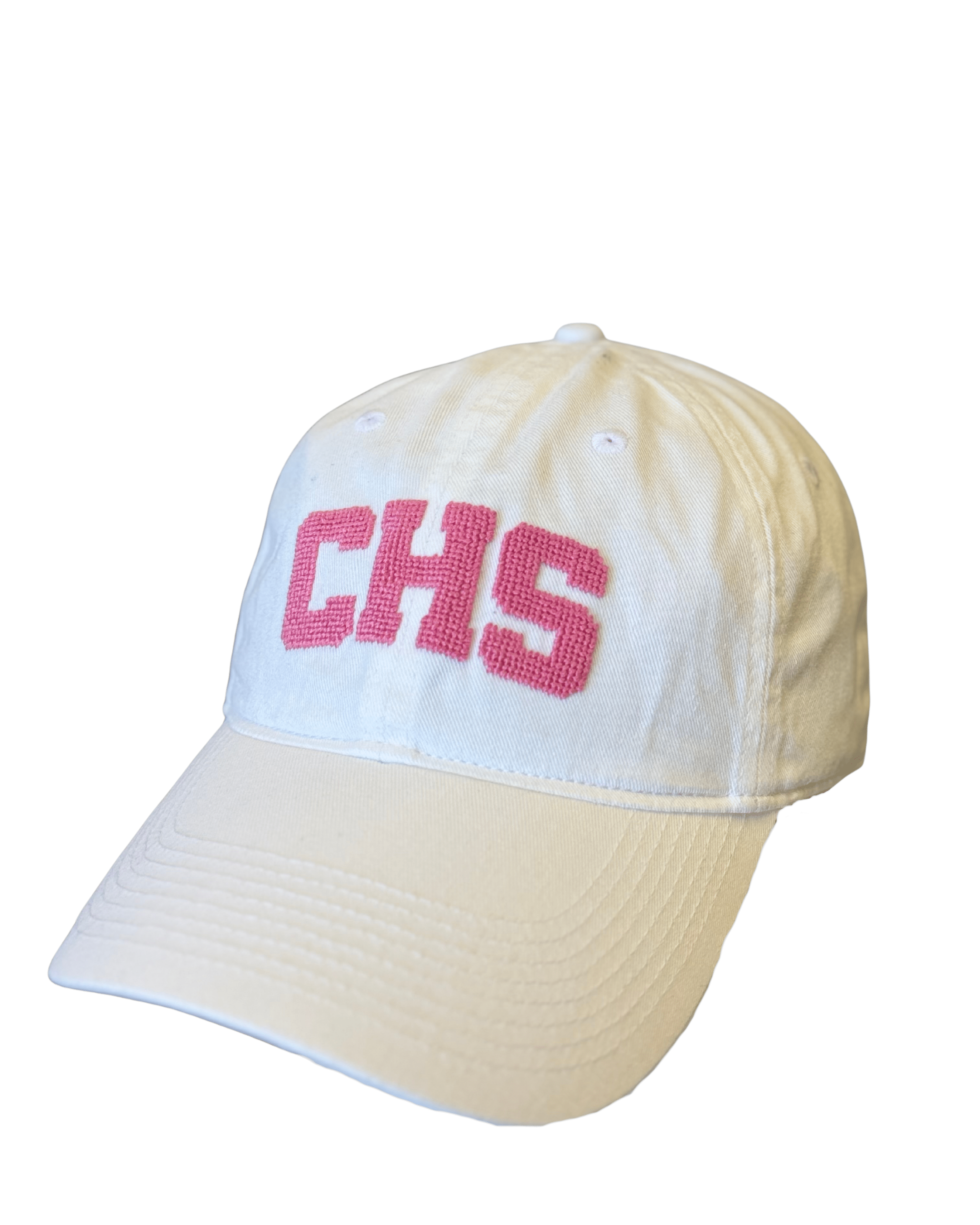 Smathers & Branson Hats "CHS" Needlepoint Hat (White w/ Pink)