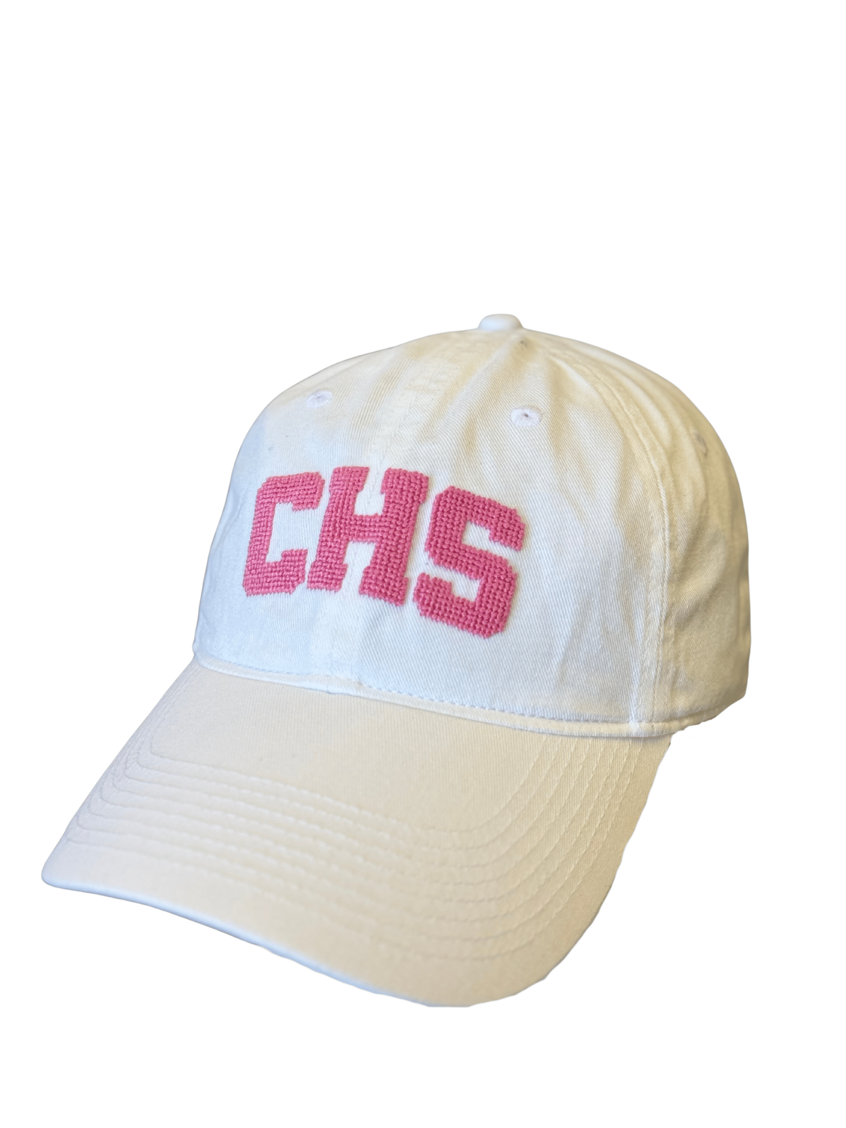 Smathers & Branson Hats "CHS" Needlepoint Hat (White w/ Pink)