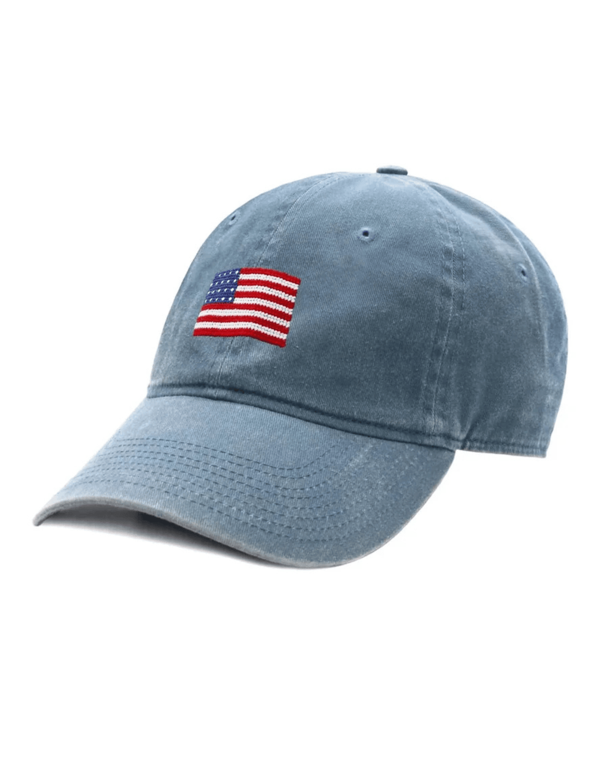 Smathers & Branson Hats STEEL BLUE American Flag Needlepoint Baseball Hat
