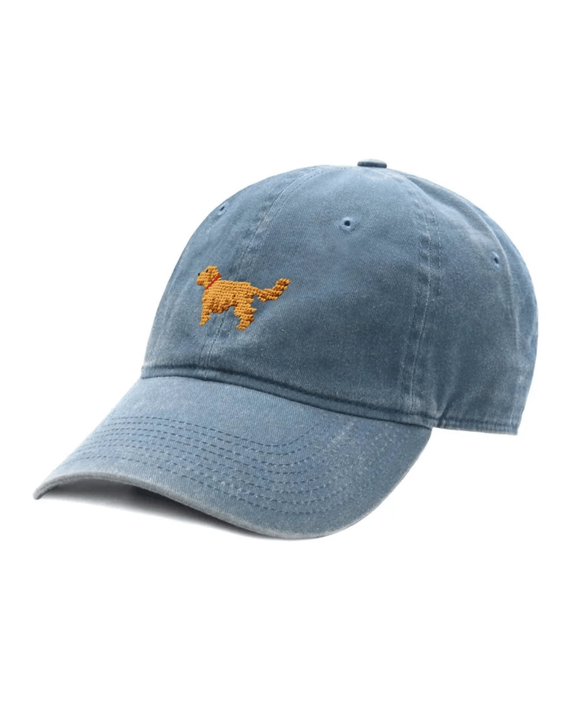 Smathers & Branson Hats STEEL BLUE Golden Retriever Needlepoint Baseball Hat