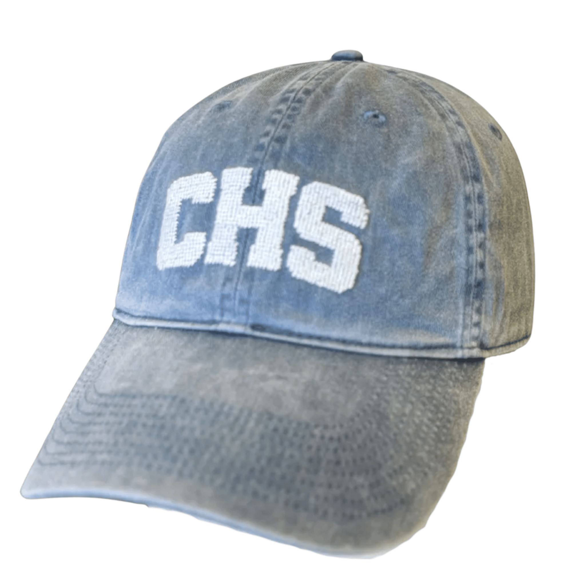 Smathers & Branson Hats STEEL BLUE W/WHITE / 1SZ "CHS" Needlepoint Hat (Steel Blue w/ White)