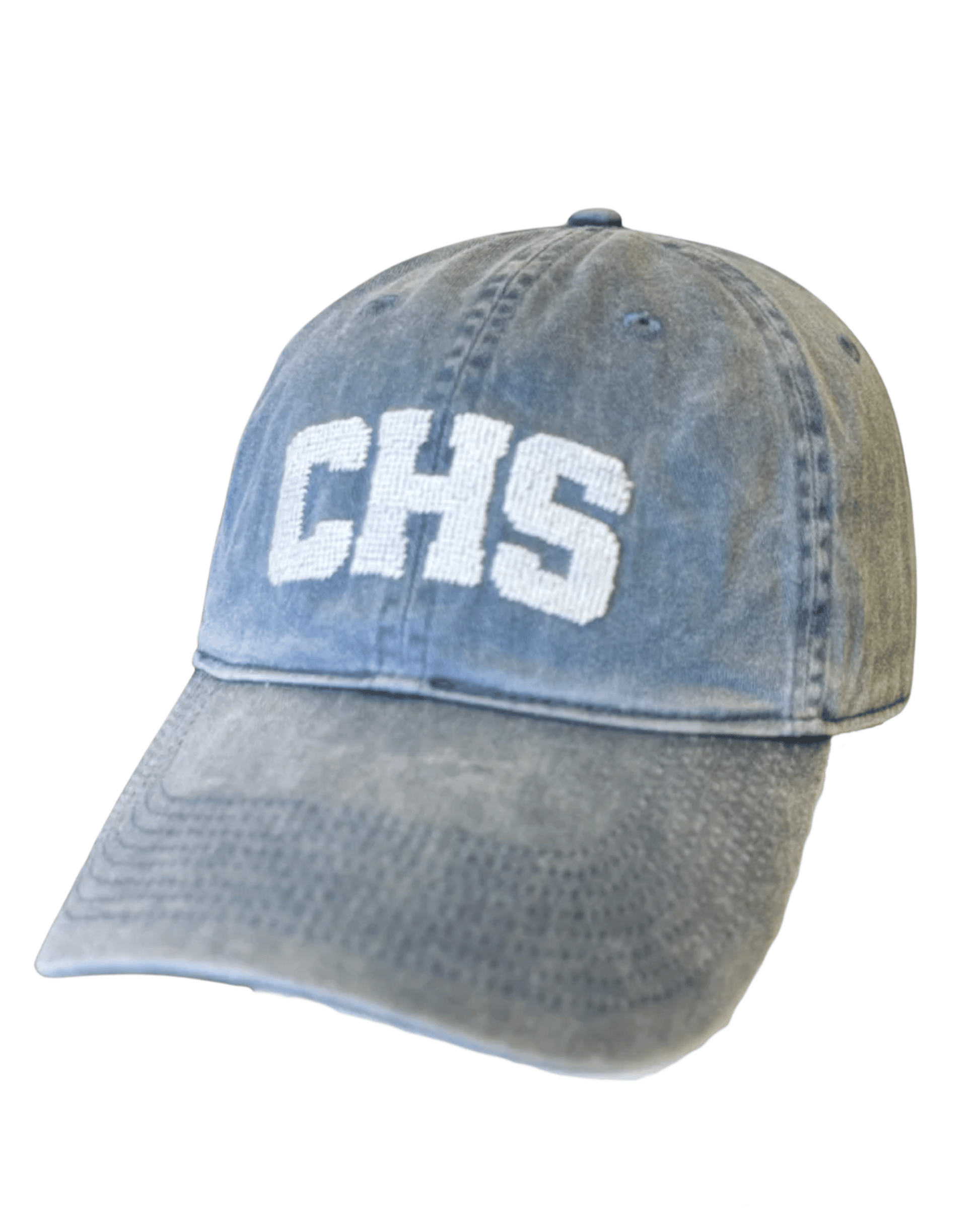Smathers & Branson Hats STEEL BLUE W/WHITE / 1SZ "CHS" Needlepoint Hat (Steel Blue w/ White)