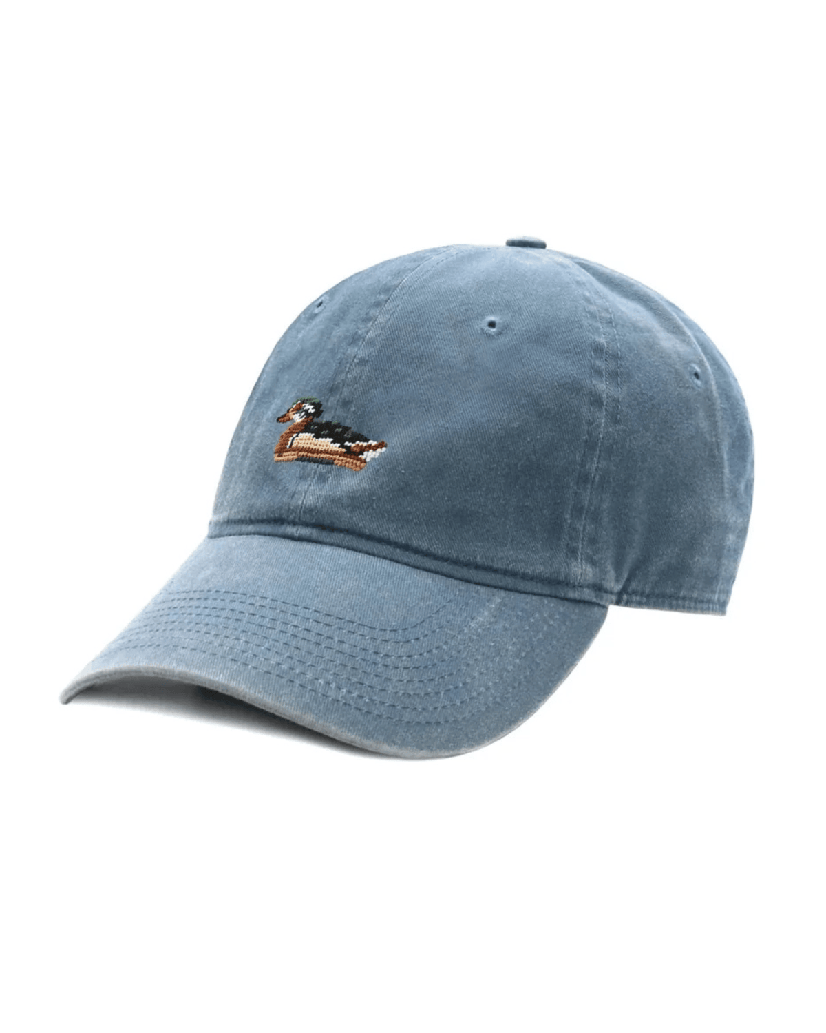 Smathers & Branson Hats STEEL BLUE Wood Duck Decoy Needlepoint Baseball Hat