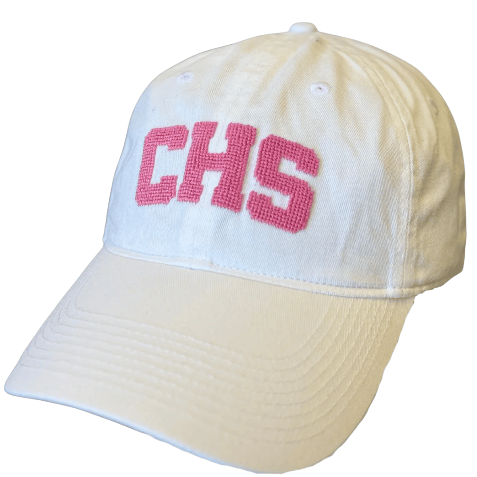 Smathers & Branson Hats WHITE W/PINK / 1SZ "CHS" Needlepoint Hat (White w/ Pink)