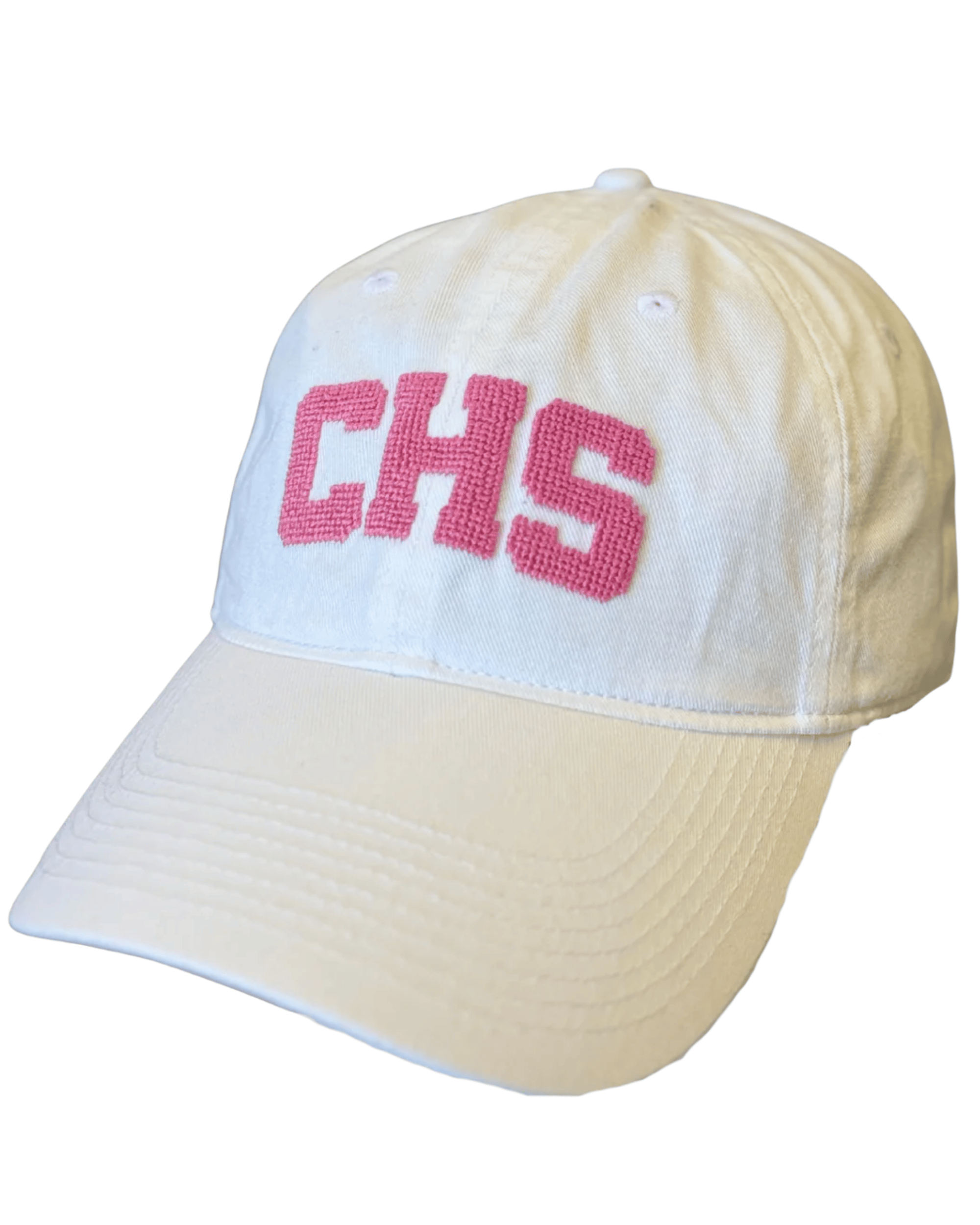 Smathers & Branson Hats WHITE W/PINK / 1SZ "CHS" Needlepoint Hat (White w/ Pink)