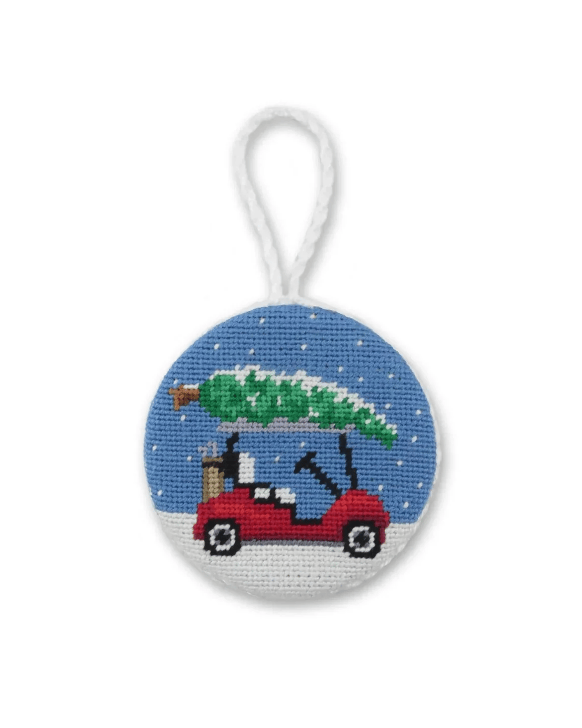 Smathers & Branson Home Christmas Golf Cart Needlepoint Ornament