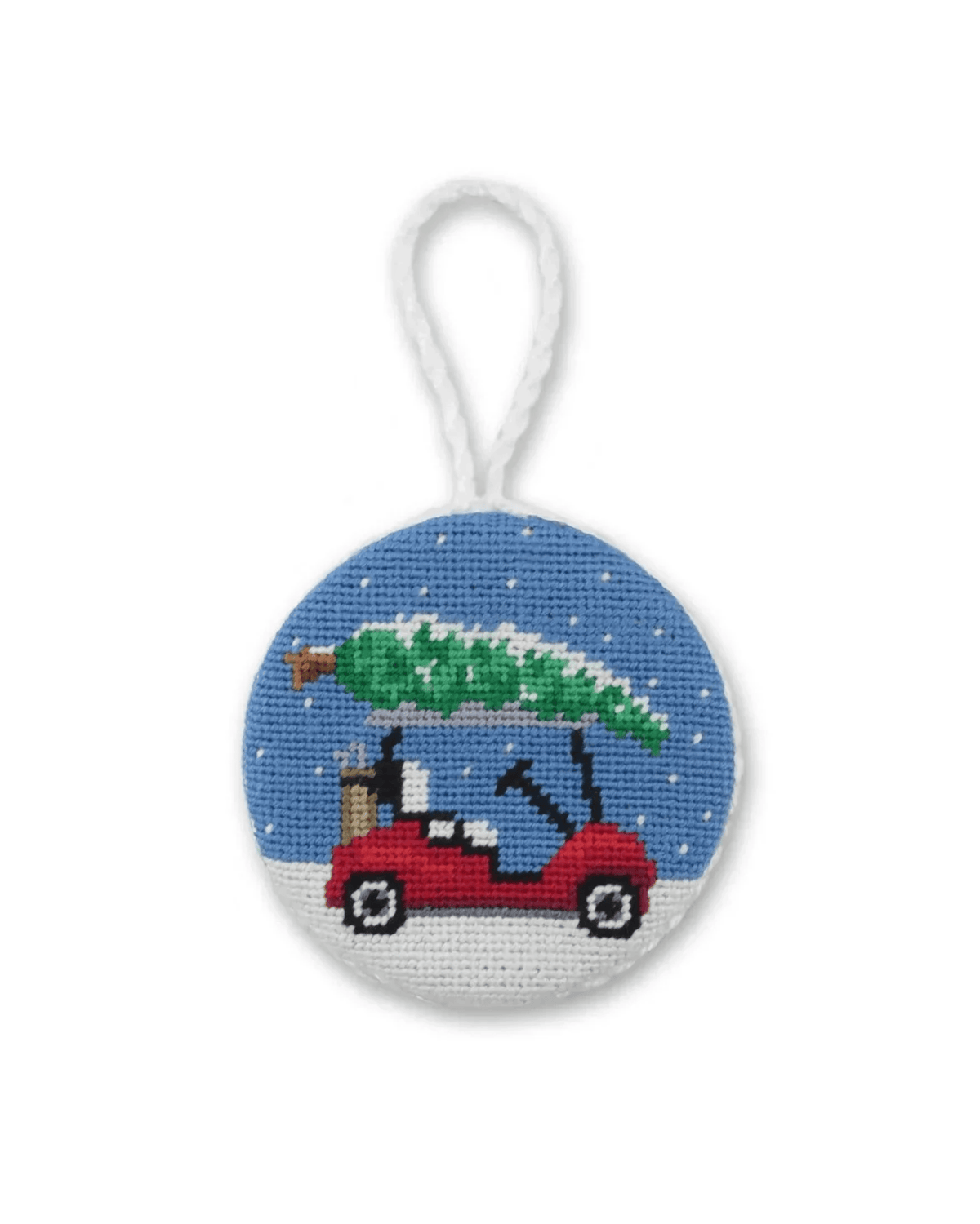 Smathers & Branson Home Christmas Golf Cart Needlepoint Ornament