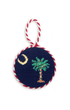 Smathers & Branson Home NAVY / OS Christmas SC Palmetto Needlepoint Ornament