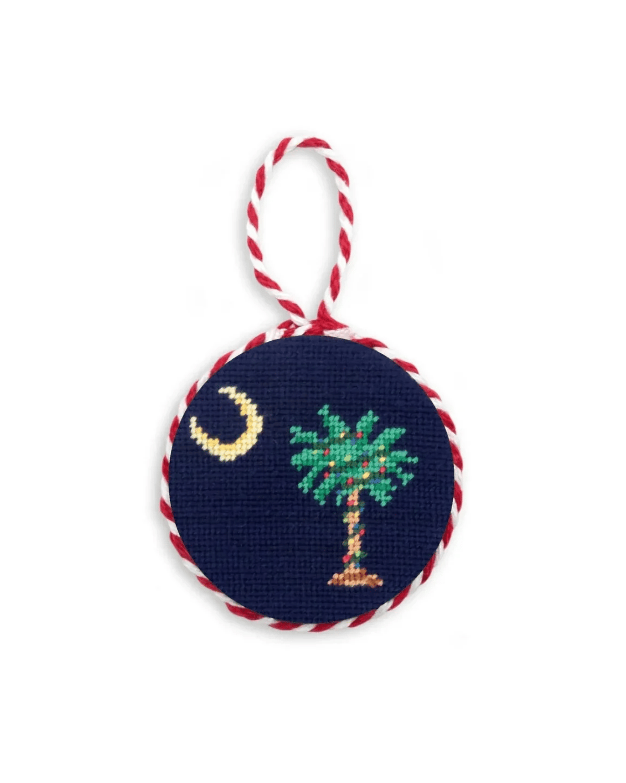 Smathers & Branson Home NAVY / OS Christmas SC Palmetto Needlepoint Ornament