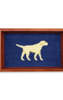 Smathers & Branson Home NAVY Yellow Lab Needlepoint Valet Tray