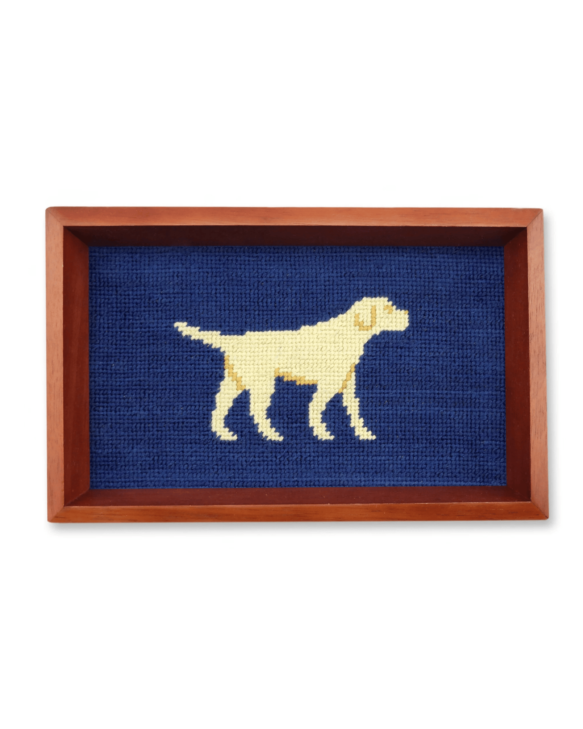 Smathers & Branson Home NAVY Yellow Lab Needlepoint Valet Tray