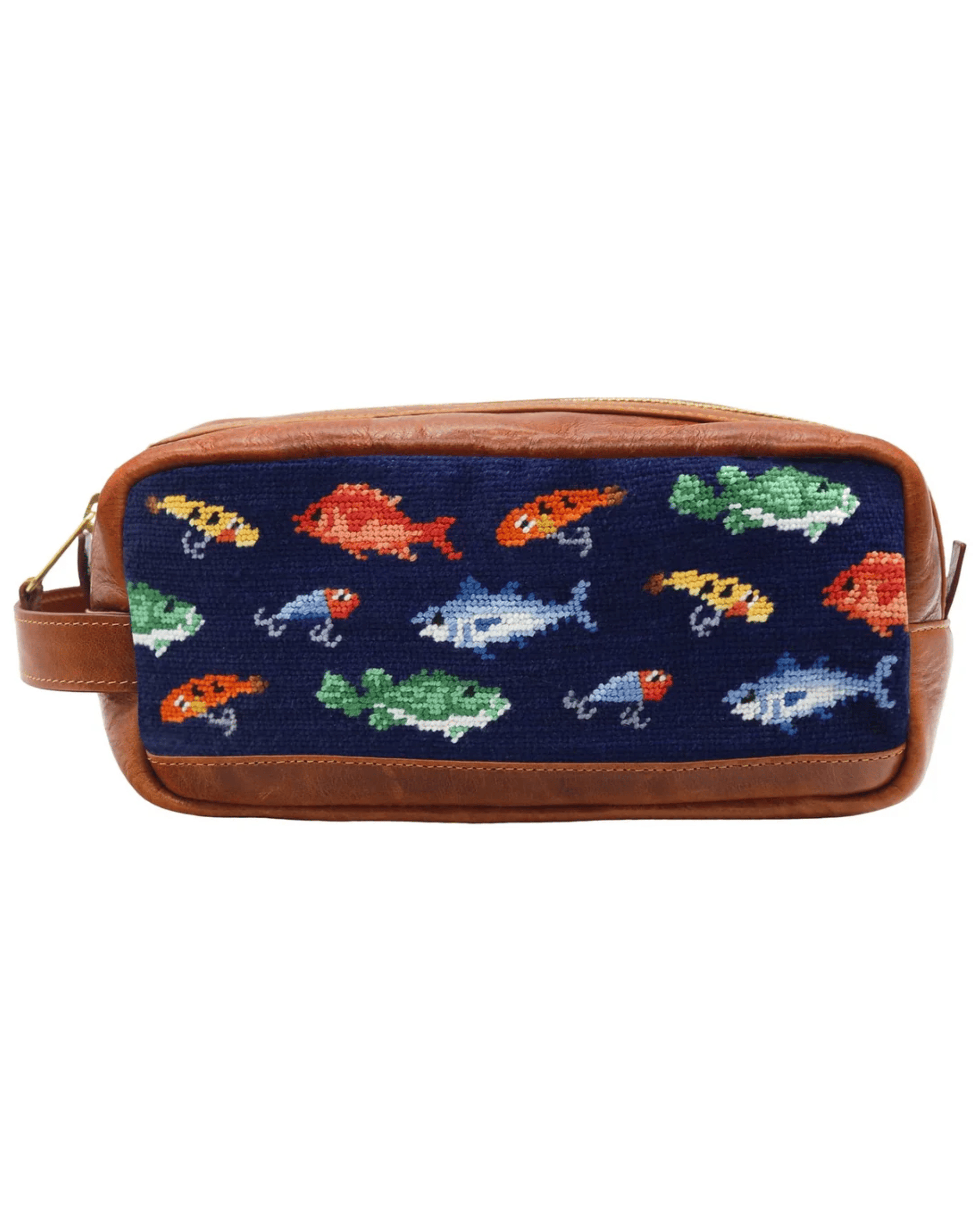 Smathers & Branson Luggage DARK NAVY Fish and Tackle Pattern Toiletry Bag