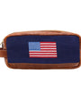 Smathers & Branson Small Leather Goods American Flag Needlepoint Toiletry Bag