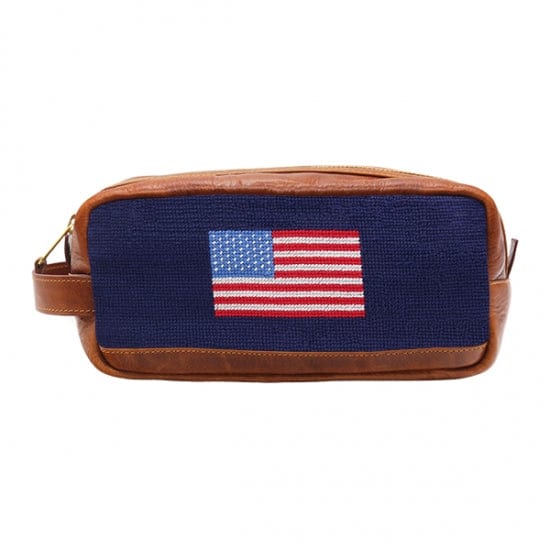 Smathers & Branson Small Leather Goods American Flag Needlepoint Toiletry Bag
