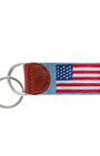 Smathers & Branson Small Leather Goods ANTIQUE BLUE American Flag Key Fob (Antique Blue)