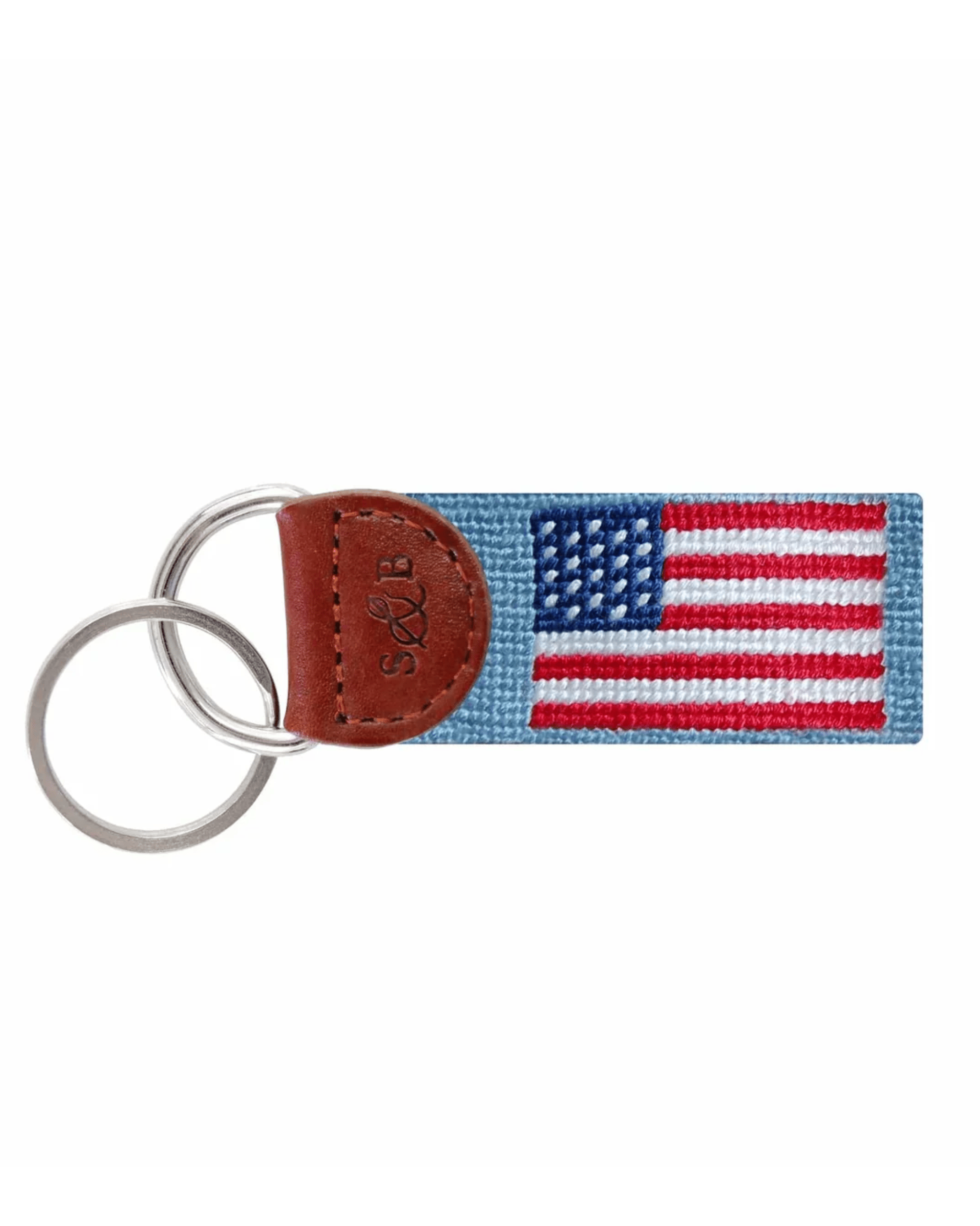 Smathers & Branson Small Leather Goods ANTIQUE BLUE American Flag Key Fob (Antique Blue)