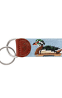 Smathers & Branson Small Leather Goods ANTIQUE BLUE / OS Duck Decoys Needlepoint Key Fob