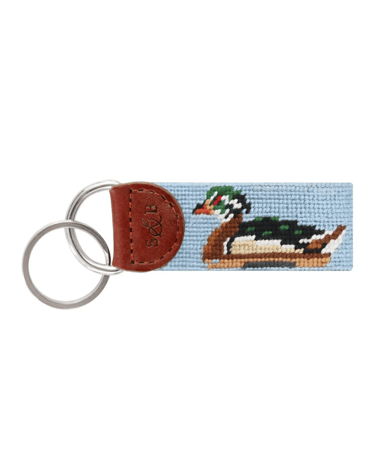 Smathers & Branson Small Leather Goods ANTIQUE BLUE / OS Duck Decoys Needlepoint Key Fob