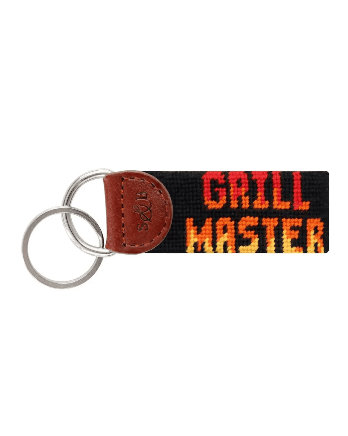 Smathers & Branson Small Leather Goods BLACK Grill Master Needlepoint Key Fob