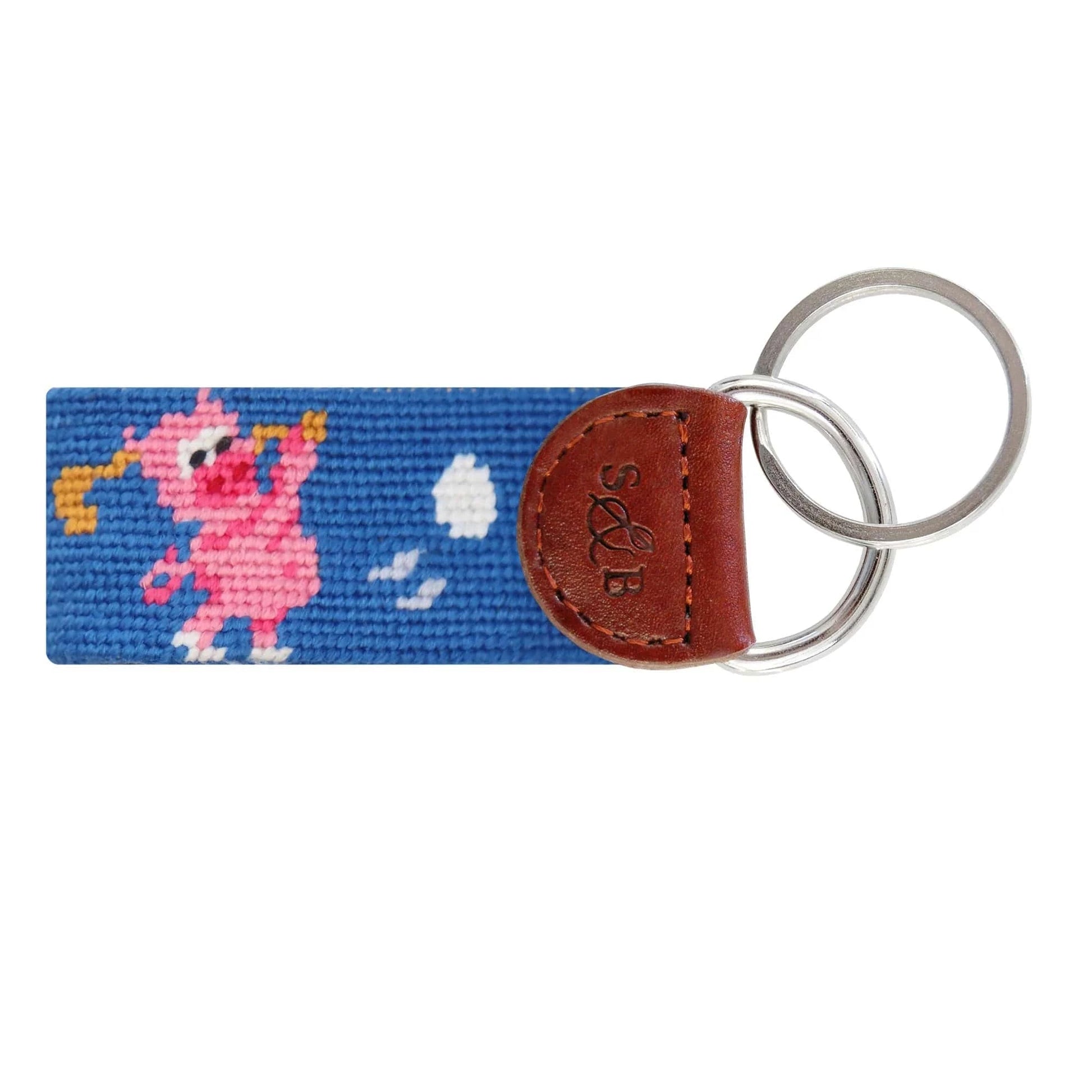 Smathers & Branson Small Leather Goods BLUE Ham and Egging Key Fob