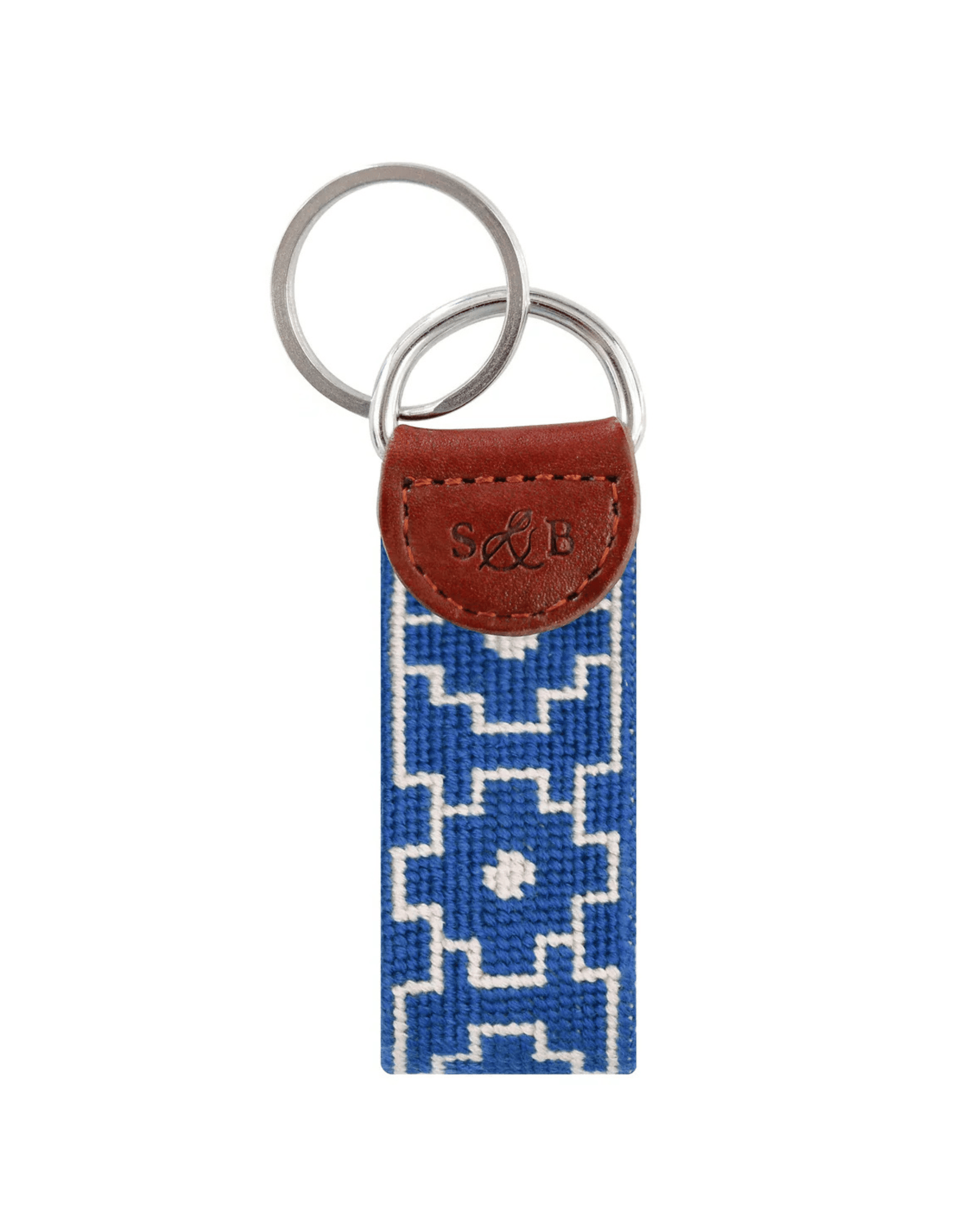 Smathers & Branson Small Leather Goods BLUEBERRY-LIGHT KHAKI Claiborne Key Fob