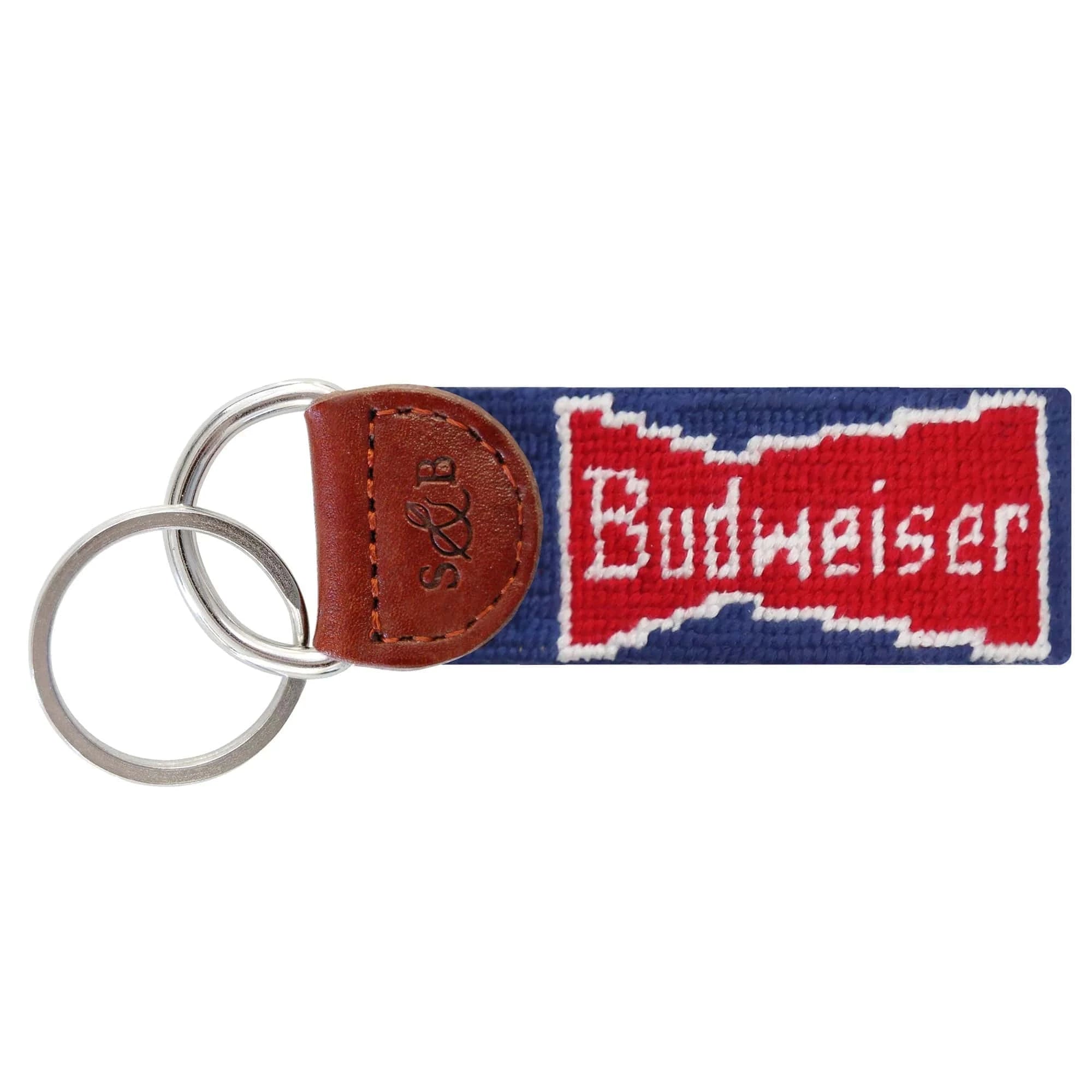 Smathers & Branson Small Leather Goods Budweiser Vintage Bowtie Key Fob (Classic Navy)