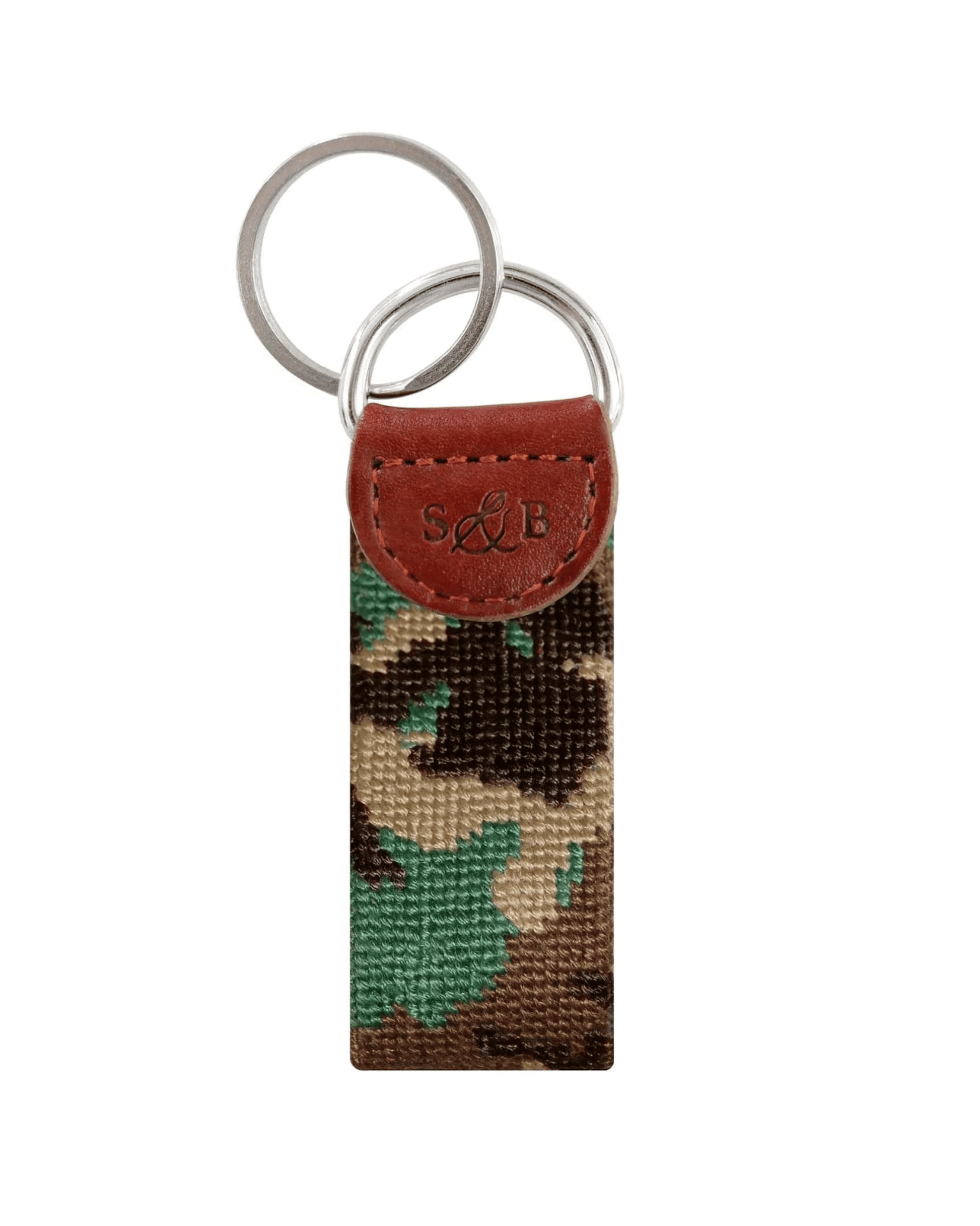 Smathers & Branson Small Leather Goods Camo Needlepoint Key Fob