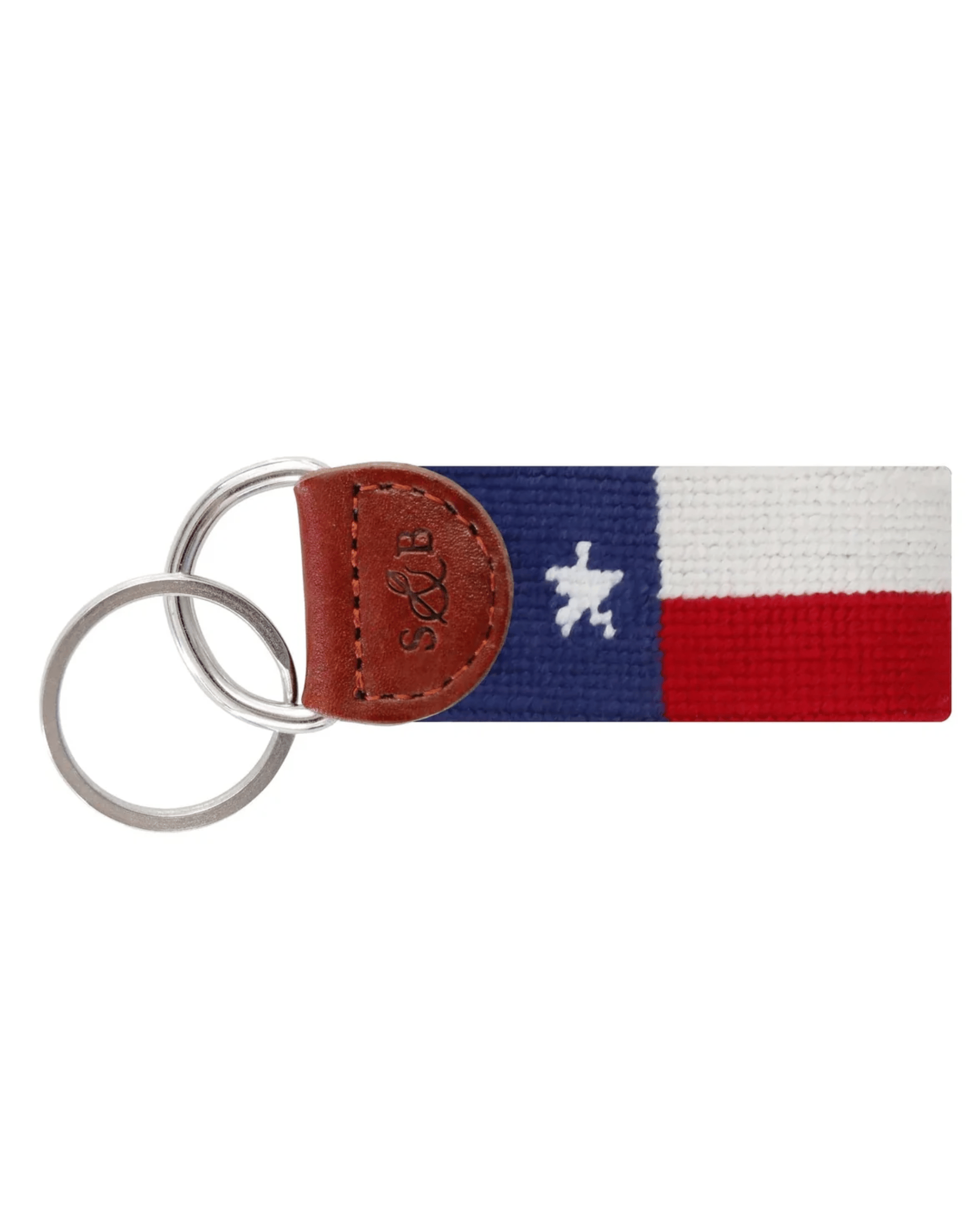 Smathers & Branson Small Leather Goods CLASSIC NAVY Big Texas Flag Key Fob