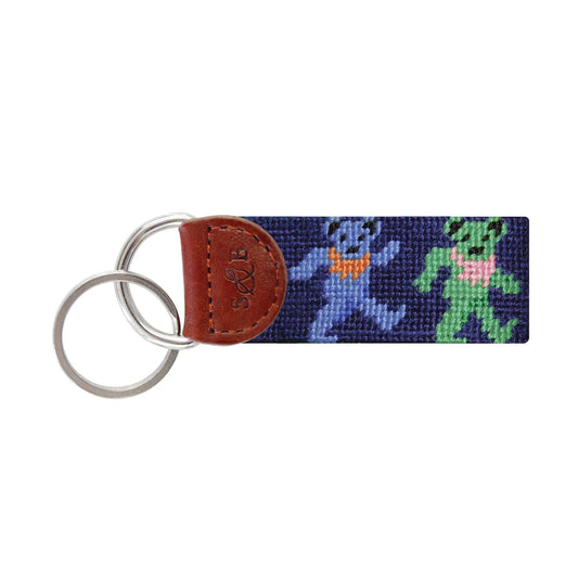 Smathers & Branson Small Leather Goods Dancing Bears Key Fob (Navy)