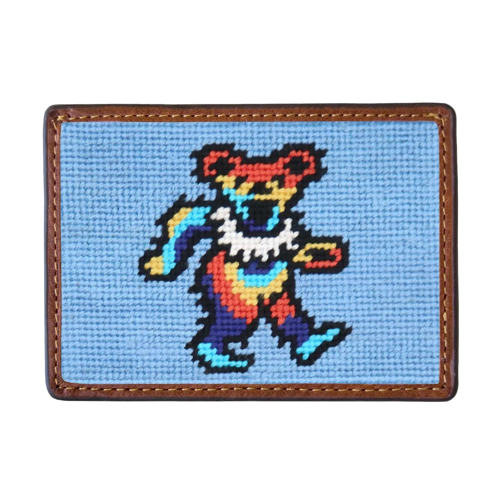 Smathers & Branson Small Leather Goods Dancing Bears Tie Dye Card Wallet (Light Blue)