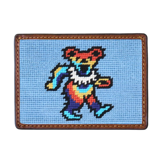 Smathers & Branson Small Leather Goods Dancing Bears Tie Dye Card Wallet (Light Blue)