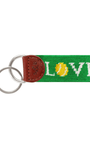 Smathers & Branson Small Leather Goods DARK KELLY Love All Needlepoint Key Fob