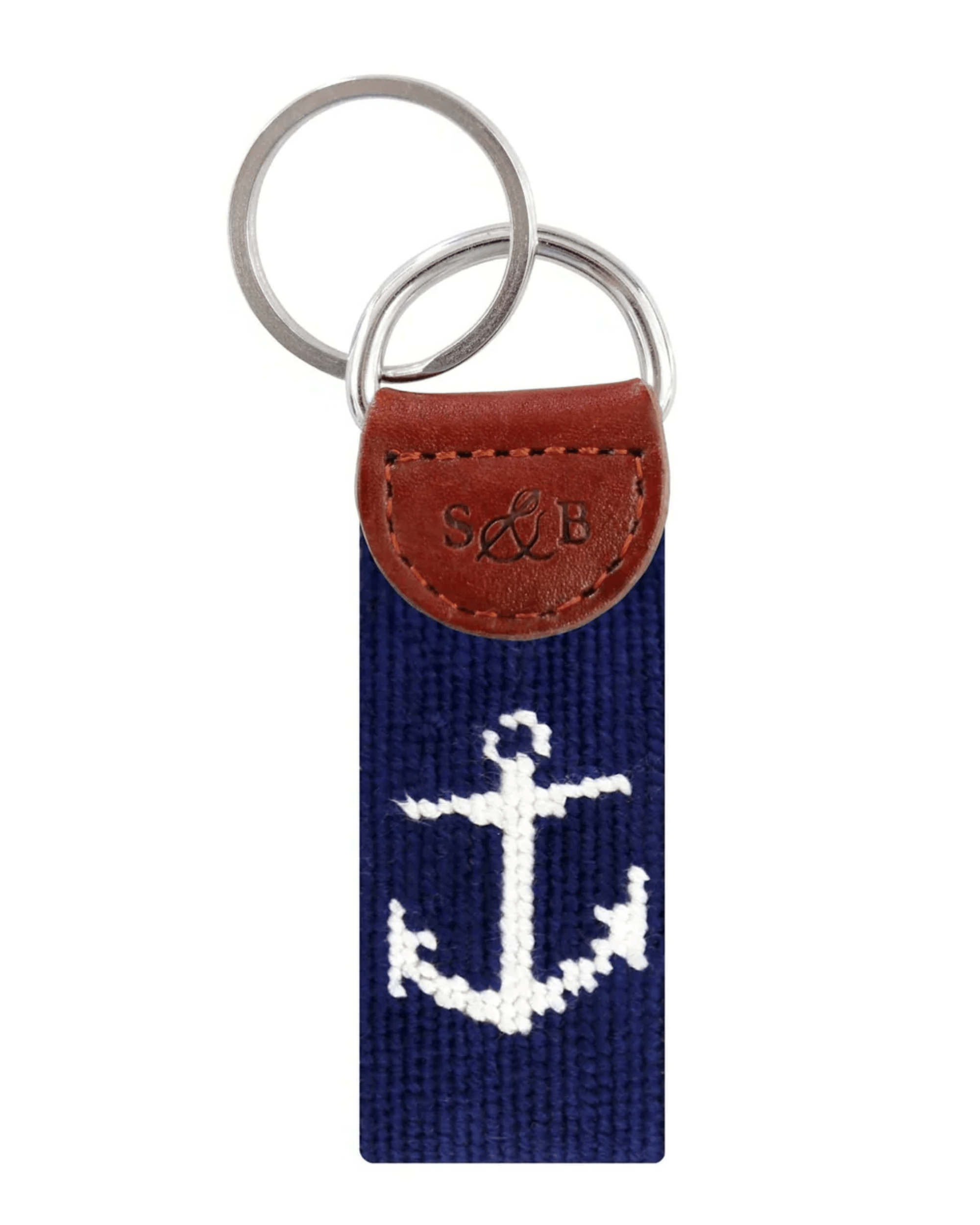 Smathers & Branson Small Leather Goods DARK NAVY Anchor Key Fob