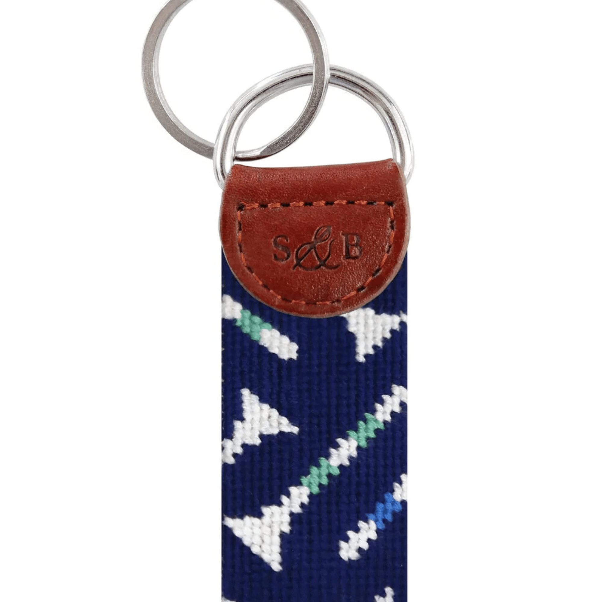Smathers & Branson Small Leather Goods DARK NAVY Golf Tee Pattern Key Fob