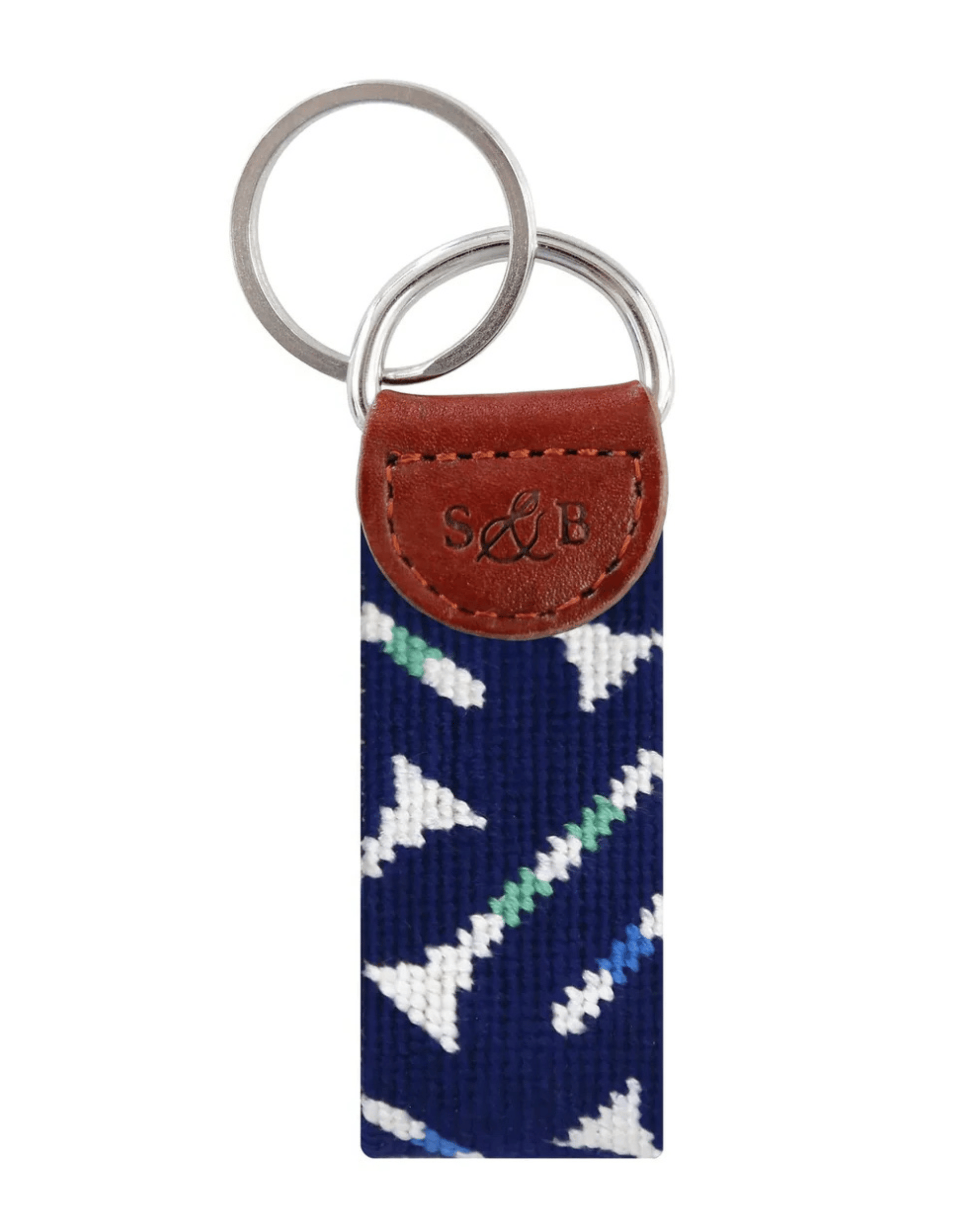 Smathers & Branson Small Leather Goods DARK NAVY Golf Tee Pattern Key Fob