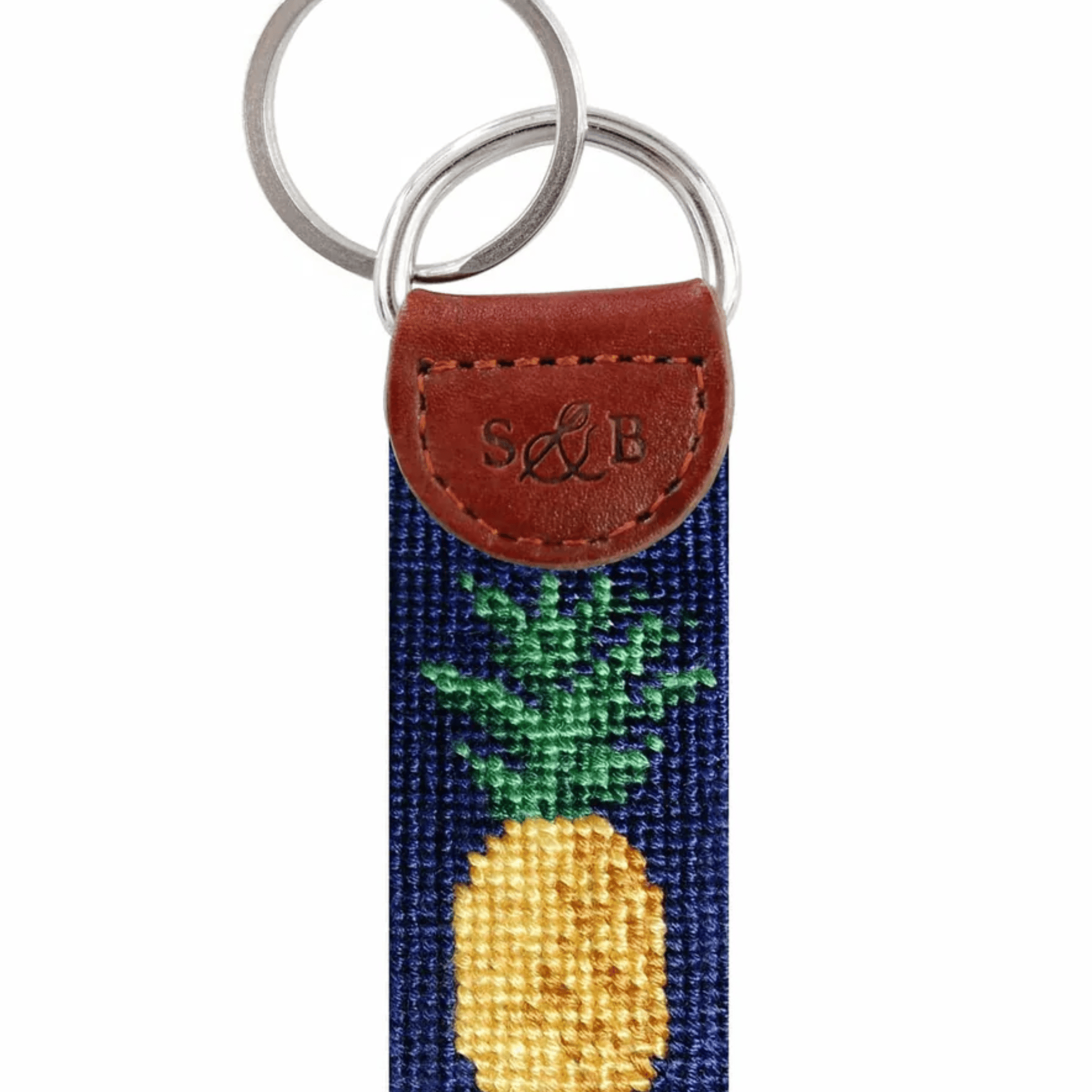 Smathers & Branson Small Leather Goods DARK NAVY Pineapple Key Fob (Dark Navy)