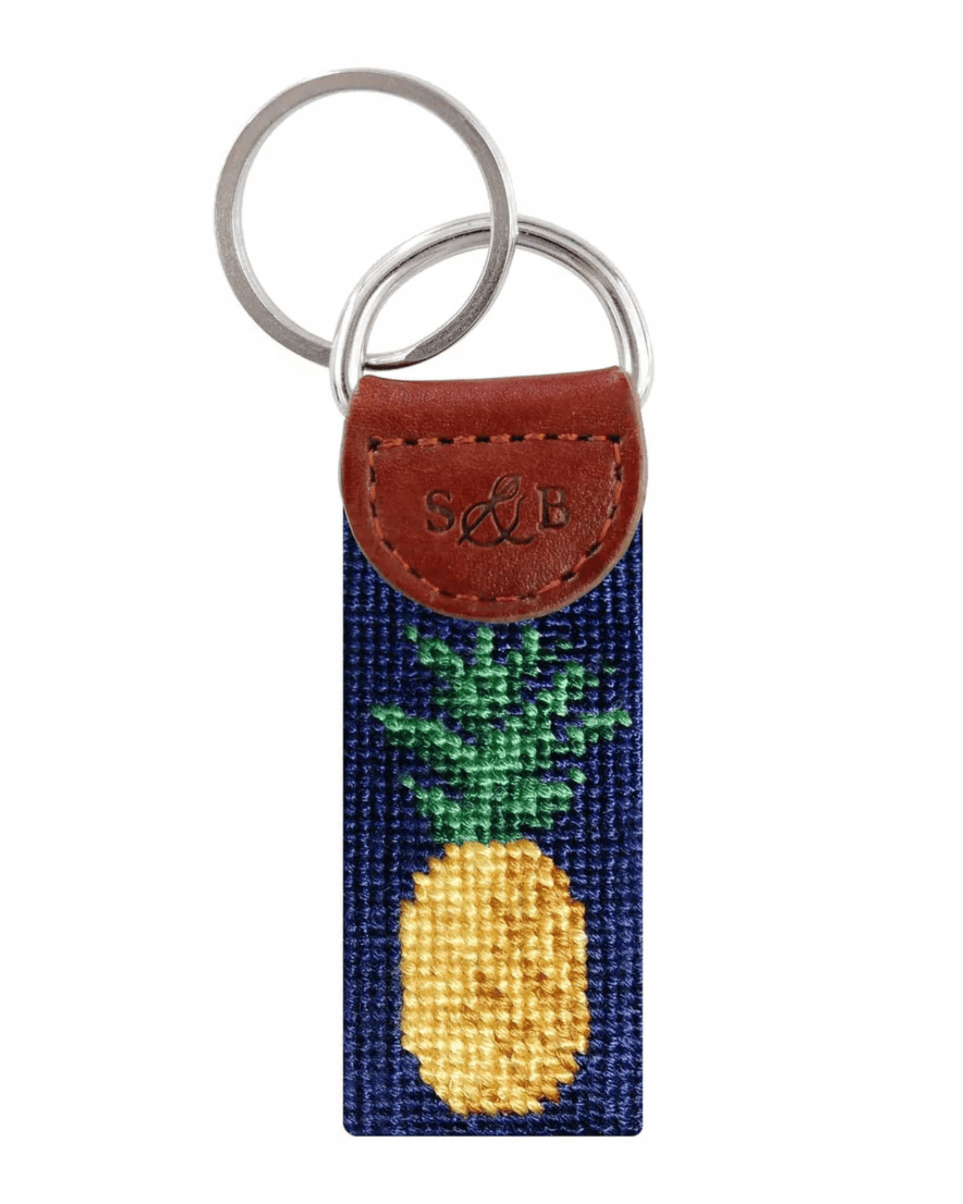 Smathers & Branson Small Leather Goods DARK NAVY Pineapple Key Fob (Dark Navy)