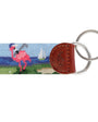 Smathers & Branson Small Leather Goods Fairway Flamingos Key Fob