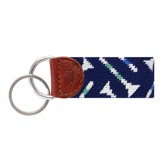 Smathers & Branson Small Leather Goods Golf Tee Pattern Key Fob (Dark Navy)